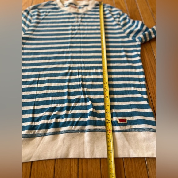 Levi’s Striped Long Sleeve Pullover Sweater Women’s Large Blue White Nautical - Picture 3 of 6